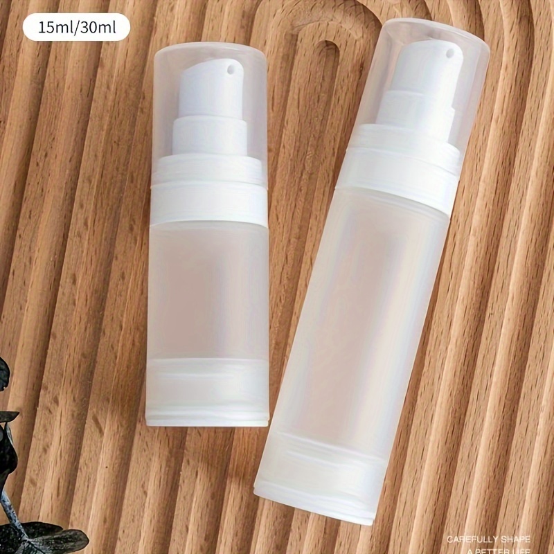 

2pcs Airless Lotion Pump Bottle, 15ml 30ml Lotion Dispenser Bottle Travel Cream Pump Bottle, Vacuum Pump Bottle For Liquid Foundation Lotion Shampoo Cosmetic Sample, Travel Accessories