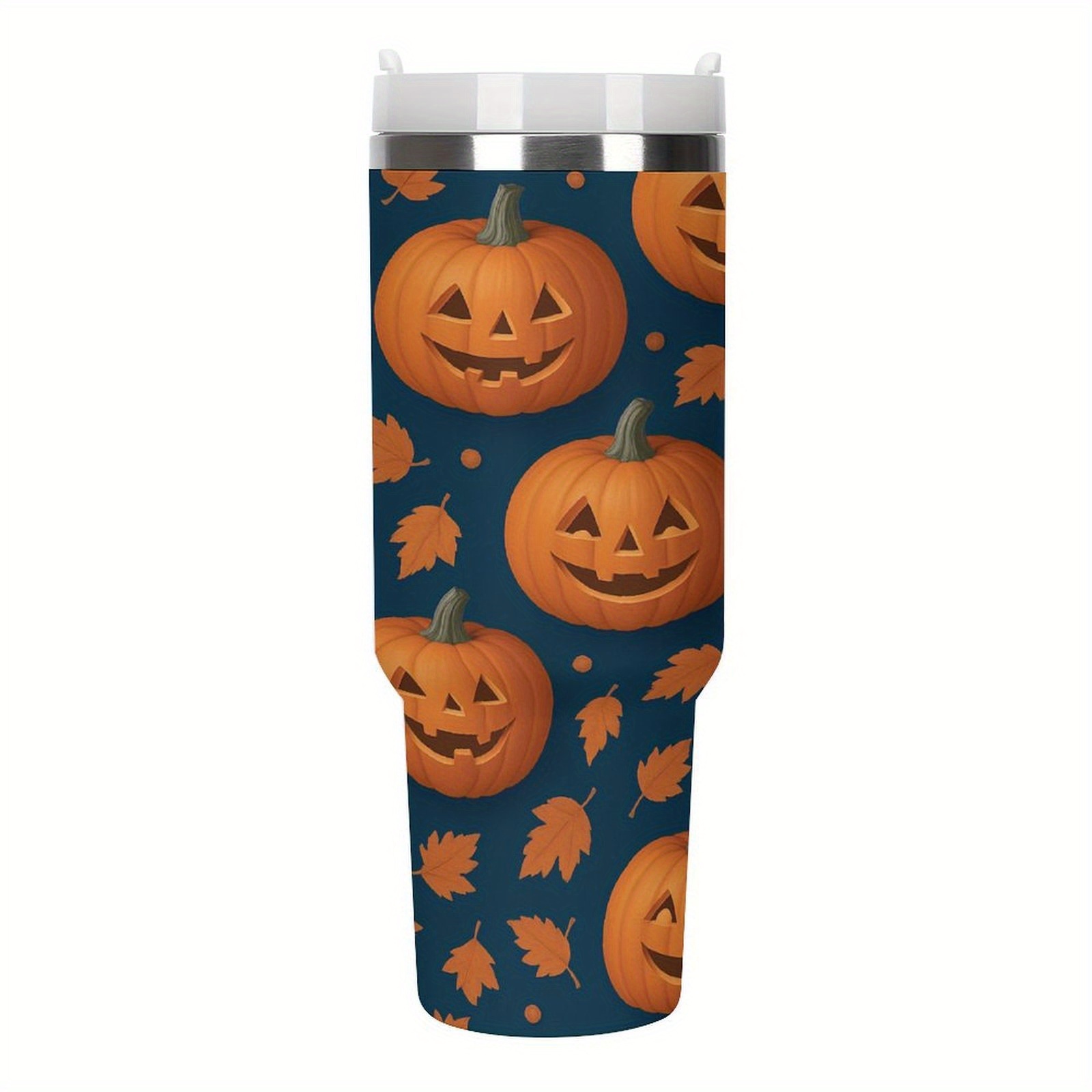 halloween motyw ziemniaków projektowany 40oz kubek ze stali nierdzewnej z słomką i uchwytem, modny duży izolowany kubek wody, 40oz kubek podróżny kubek kawy kubek samochodowy do codziennego użytku prezent domowy samochód na zewnątrz podróże sport fitness siłownia biuro