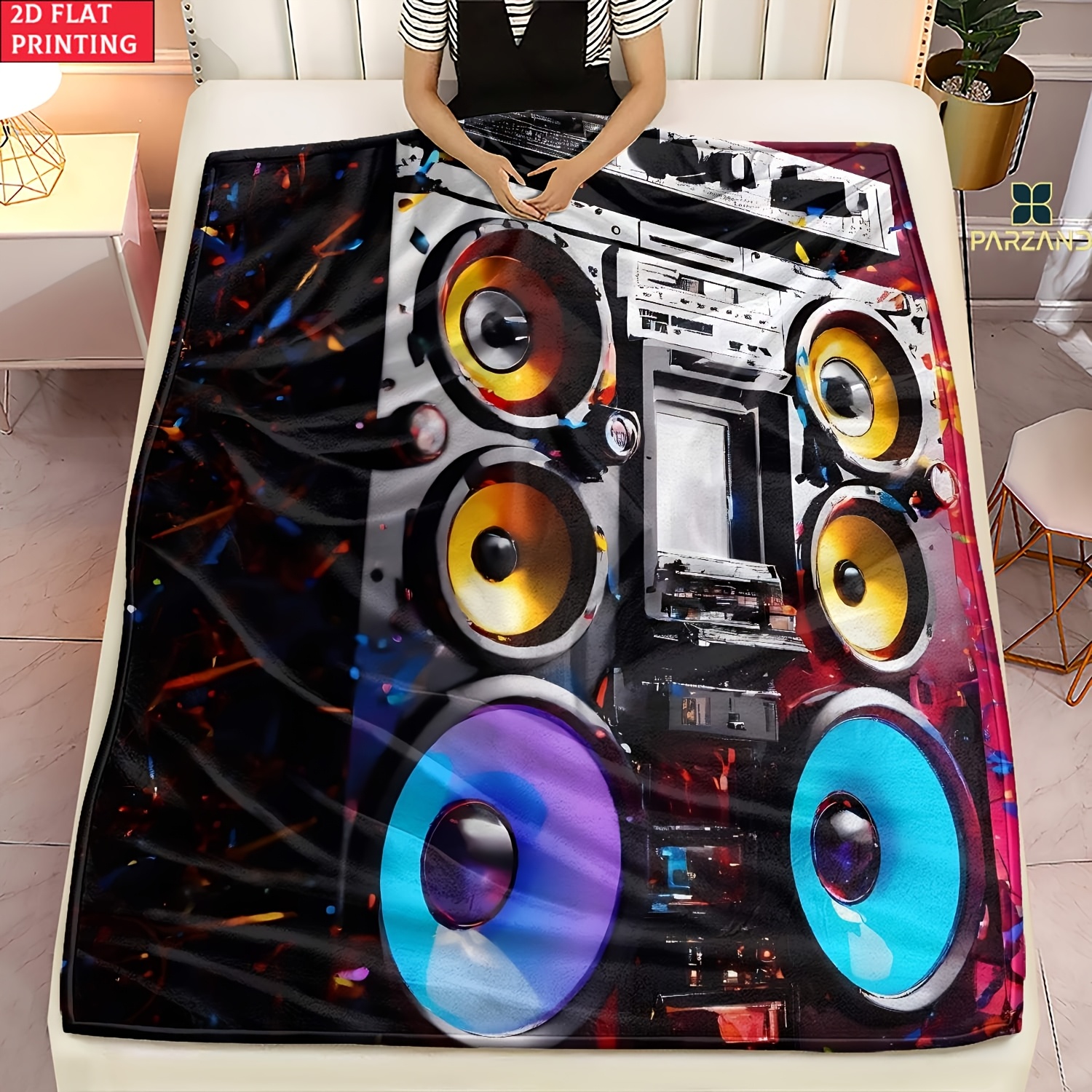 TEMU 2d Flat 1pc Speakers Used For Sofa Blanket-lightweight Home Furnishings Bedding Blanket Suitable For Sofas Beds Travel Camping Living Rooms