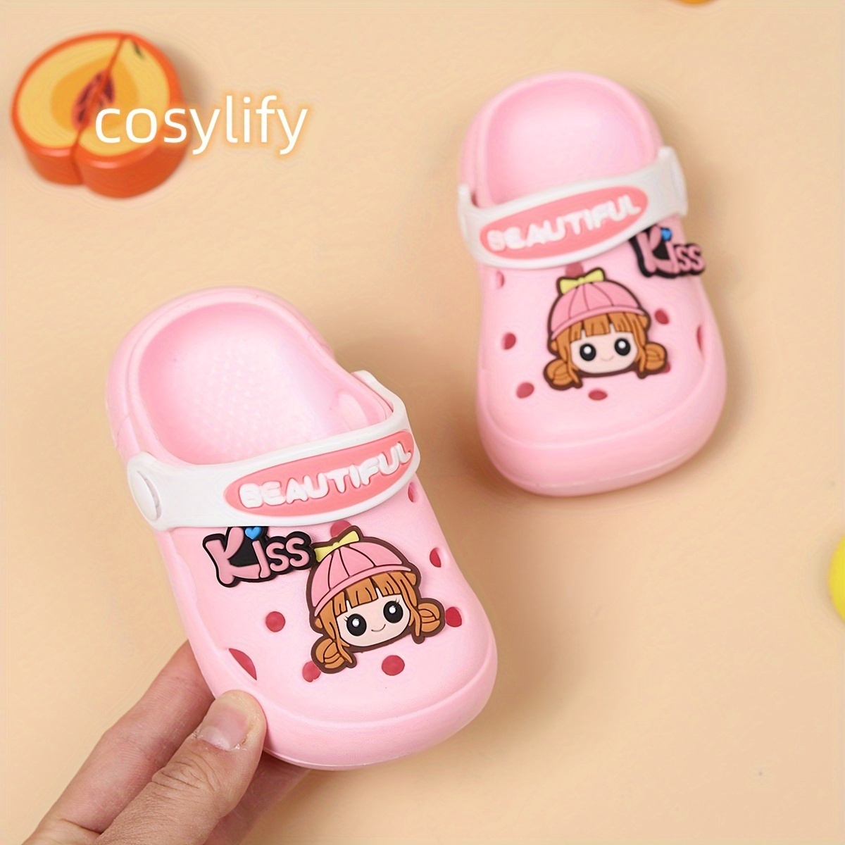 Toddler Girls Cartoon Slip-On Platform Clogs with Charms