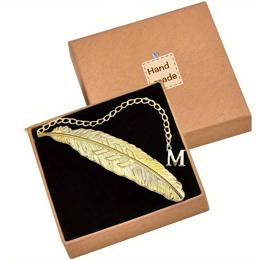 1pc 26letters Feather Bookmarks Women's Birthday Gifts Unique Book Mark For Teacher Parents Appreciation Gifts Book Lovers Classified Reading (golden)