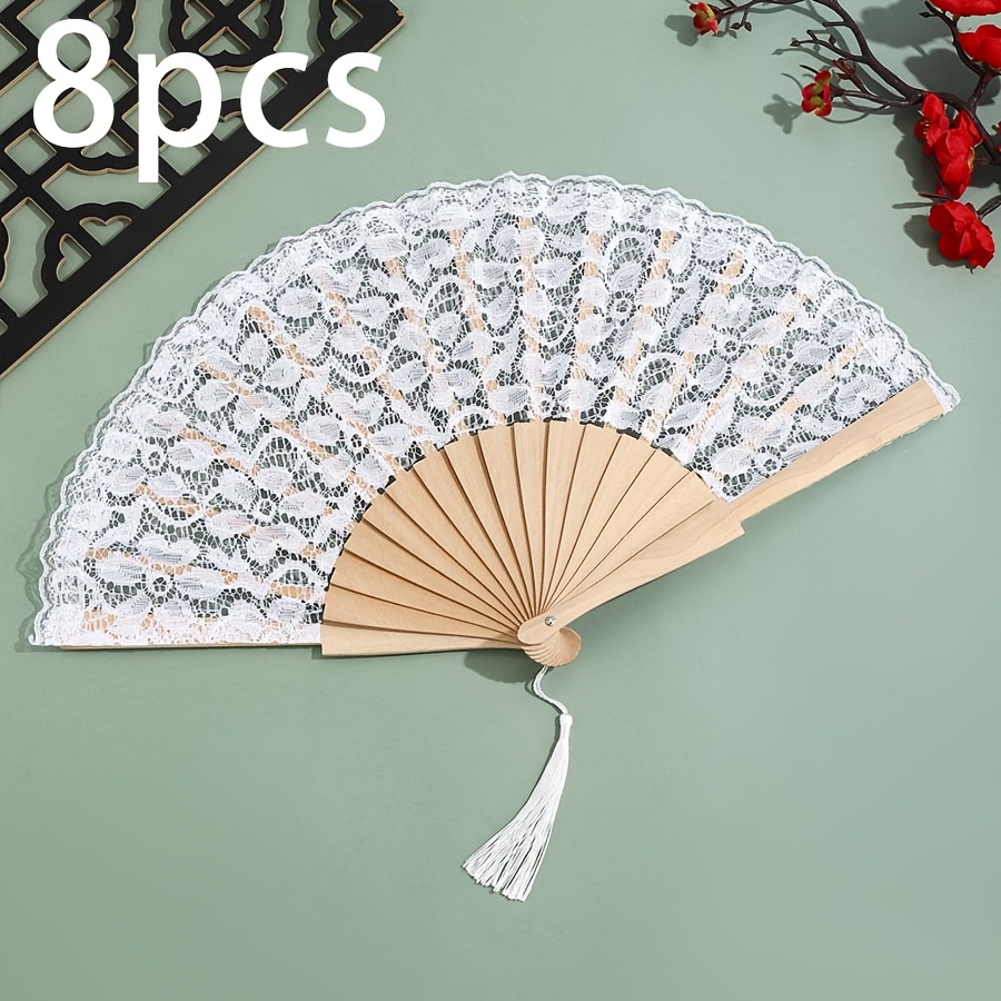 Personalized Handheld Fan with Lace Surface