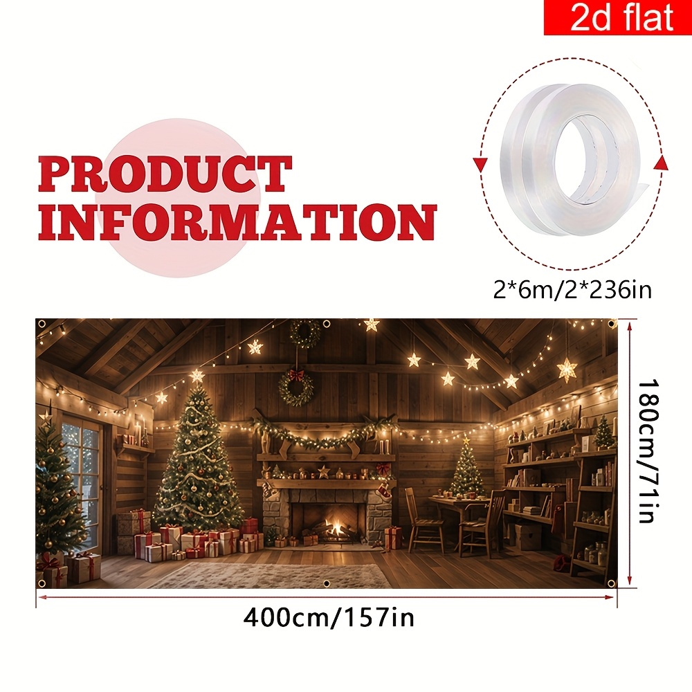 TEMU 2d Flat, 2d Flat - 2d Door Banner 2d Flat, 2d Flat - 2d Door Banner A Large Christmas Wooden House Gift Banner For 2d Flat Display, Made Of