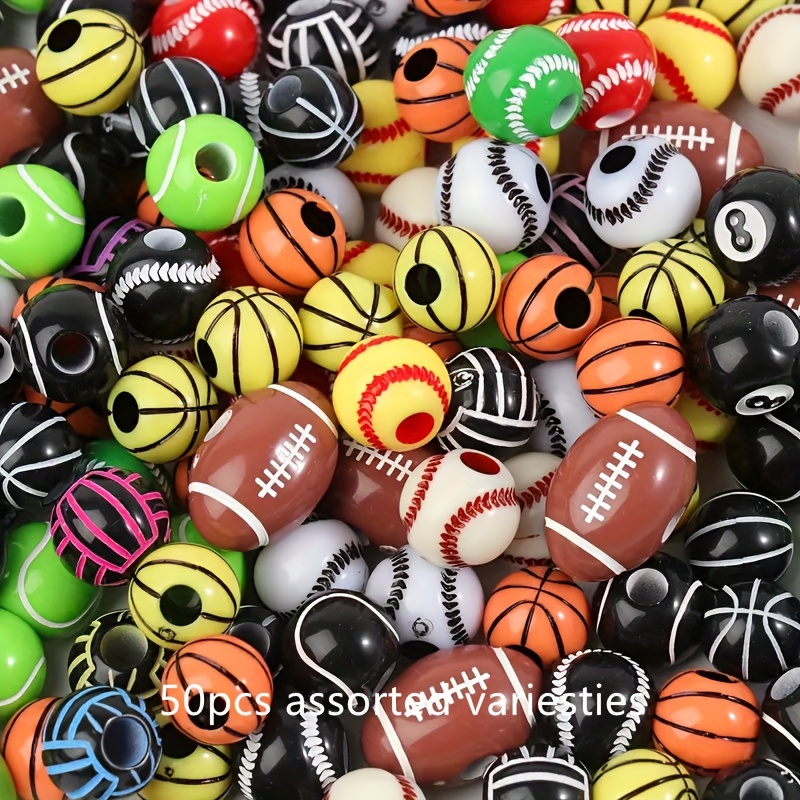 E-shop 50er-Set Gemischte Sportstil Perlen für DIY Armbänder und Halsketten Schmuckherstellung