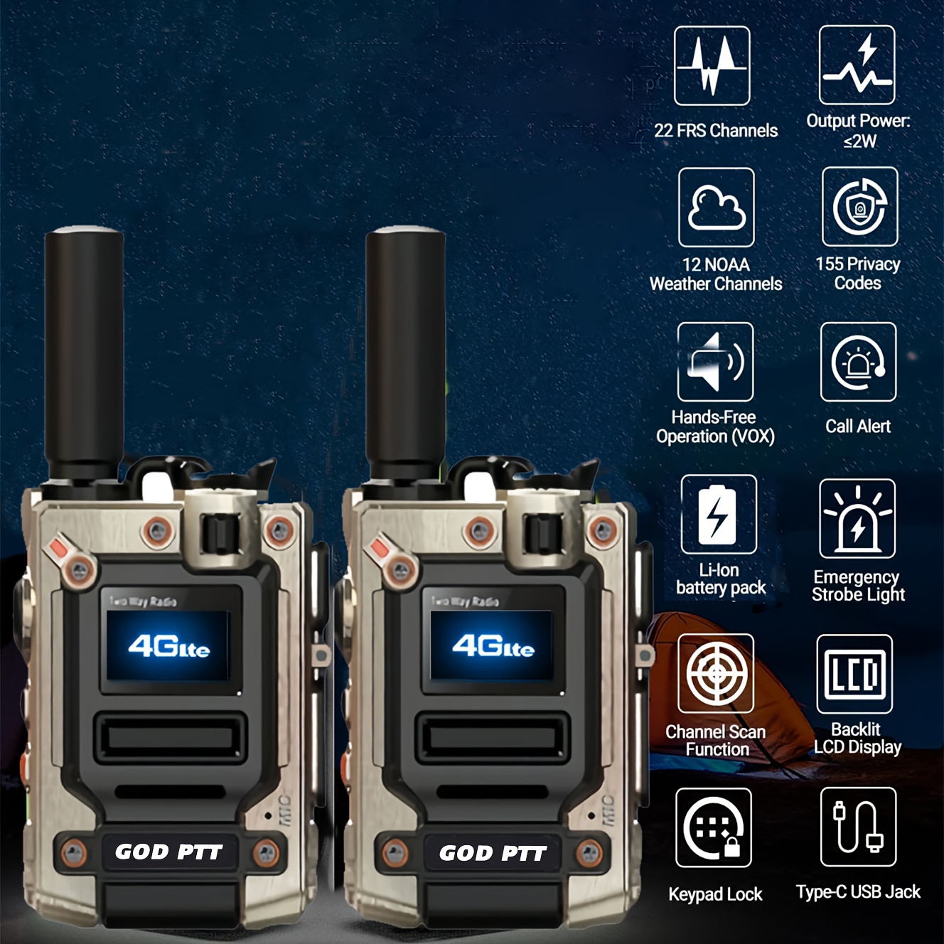[2-pack, Europe- ]   Walkie-talkie, Long- -way Walkie-talkie, Full European   Coverage for   Communication, Stable Connection,   Communication Without Waiting,   with Rechargeable Batteries And A Flashlight, Suitable for Construction Sites, Hotels And Outdoor Activities