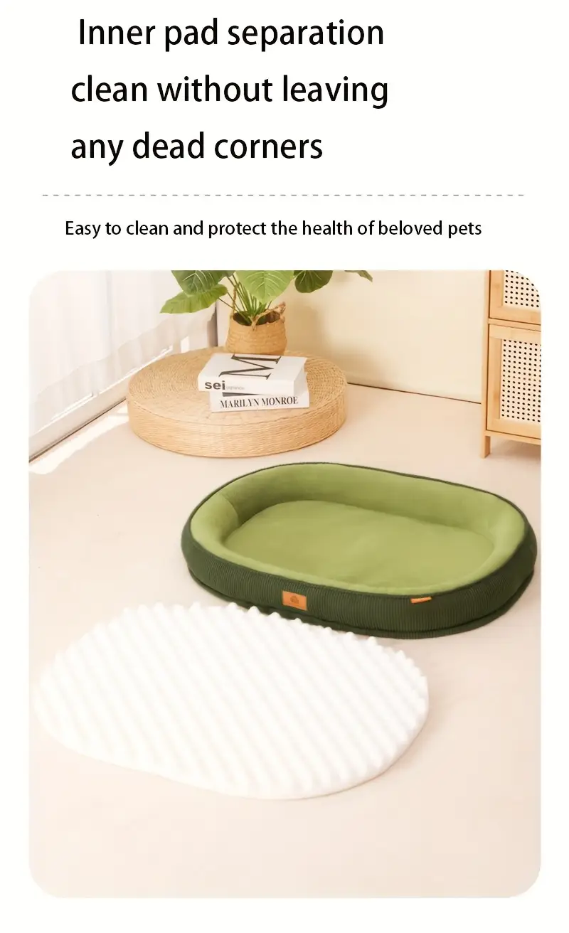 1 polyester dog bed with memory foam insert non slip washable pet bed for cats and dogs green and black medium to large pet bedding bed durable pet bed dog beds Product details 3