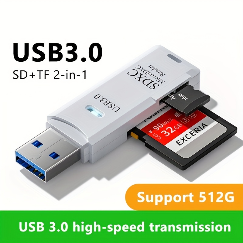 

High-speed Usb3.0 Card Reader - 2-in-1 Sd/tf Compatibility - Durable And Compact For Easy Data Access