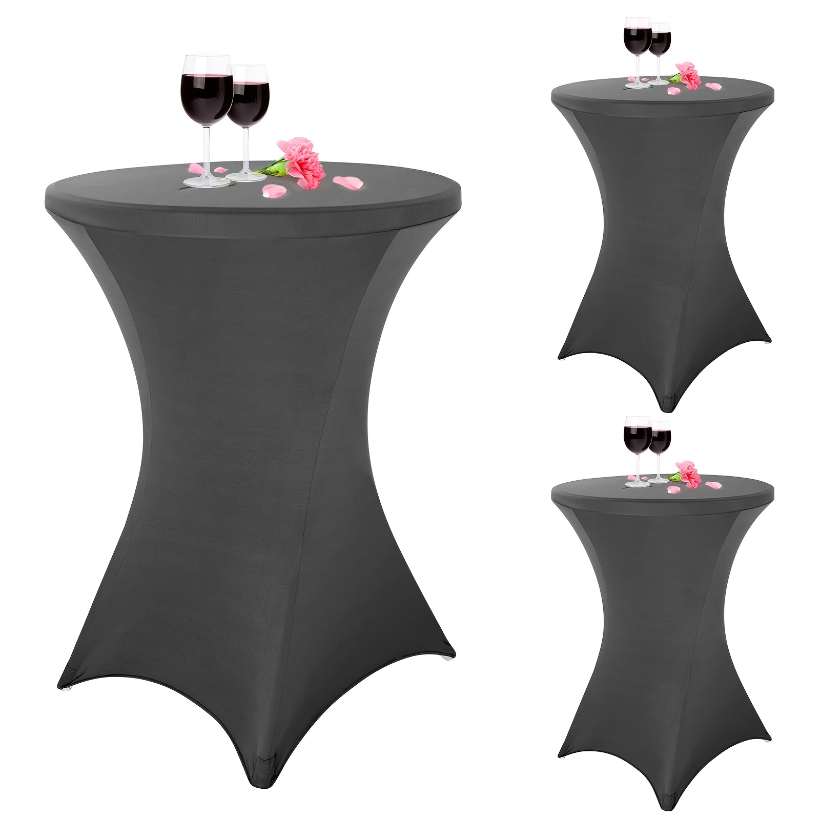 3 Bar Tablecloths With Diameter 80-85 Cm, Leg Reinforcement, Machine Washable At 40°c; Bar Tabletop Stretch Cover (tabletop Diameter 80 × Height 110 Cm)