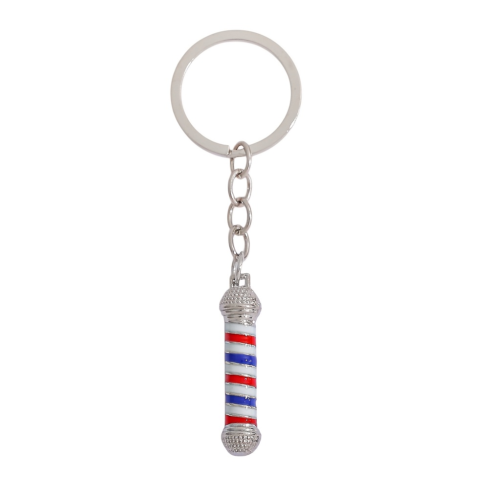 1pc Fashion Hip-hop Exquisite Barber Shop Wash, Cut, Blow, Hair Salon Turn Light Metal Keychain Creative Personality Fashion Fluorescent Bag Decoration Pendant