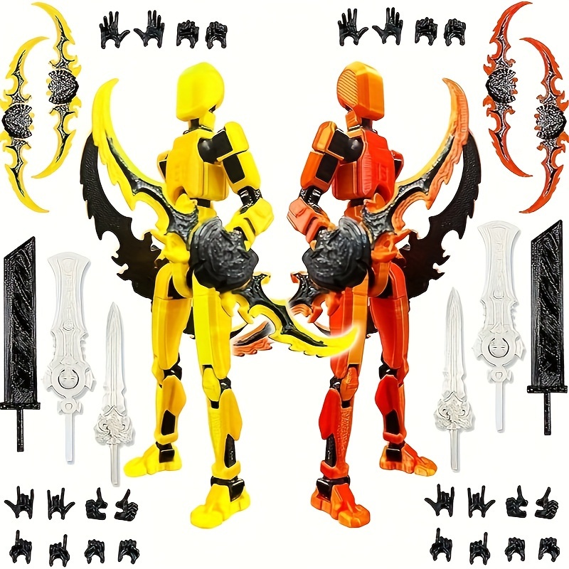 Lot 4 Figurines Robots Articulés – 14,5 Cm – Imprimé 3D – À Assembler – Bureau Et Collection