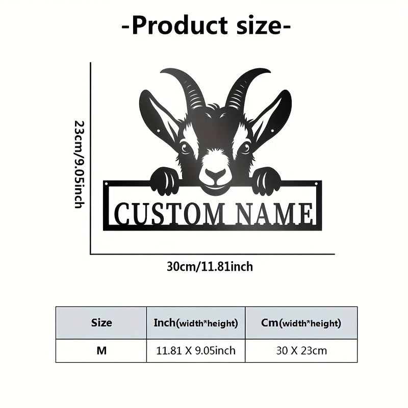 TEMU Customized Name Goat Pattern Metal Plaque - Personalized Indoor/outdoor Decoration, Decor