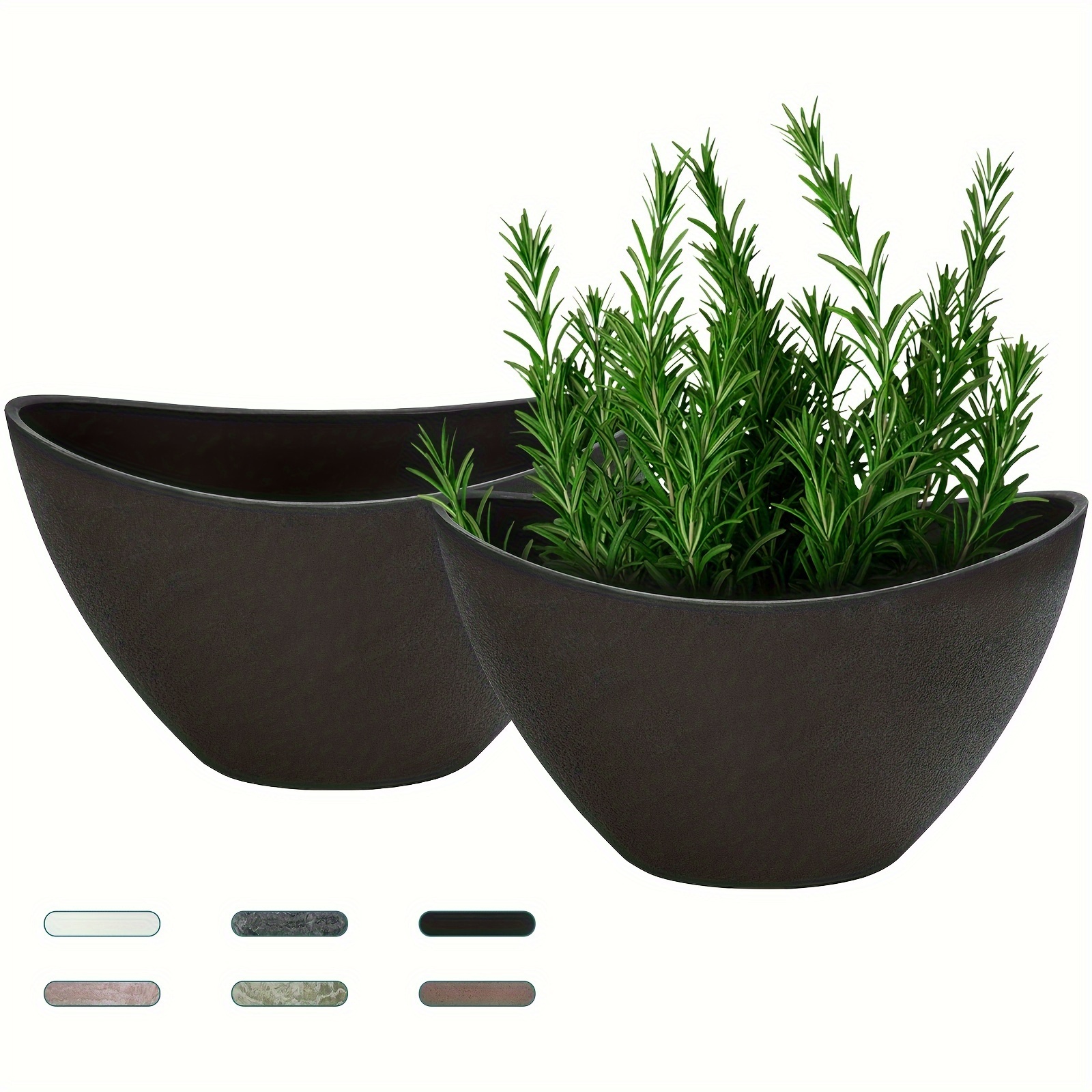 

Set Of 2 Pack 12 Inch Oval Plant Pots With Drainage Holes, Large Planters For Indoor Plants, Plastic Flower Pots Outdoor