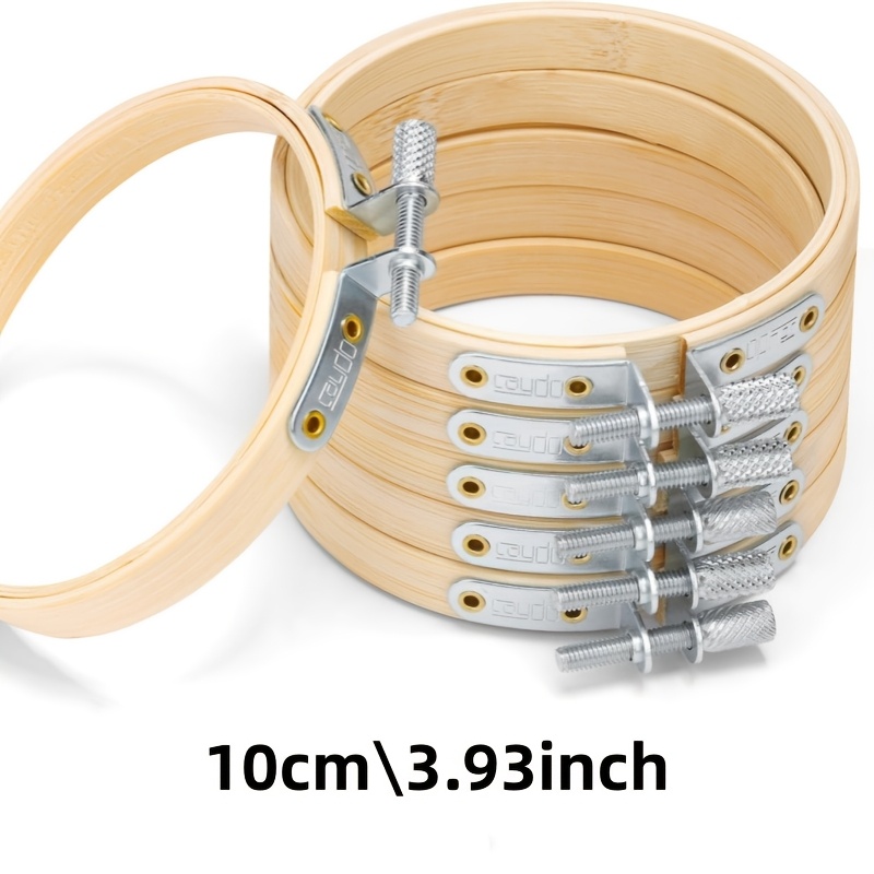 TEMU Ensemble de 6 cerceaux à broder, taille du produit 10 cm/3,93 pouces, kit de cerceaux à broder ronds, anneaux de à point de croix réglables pour