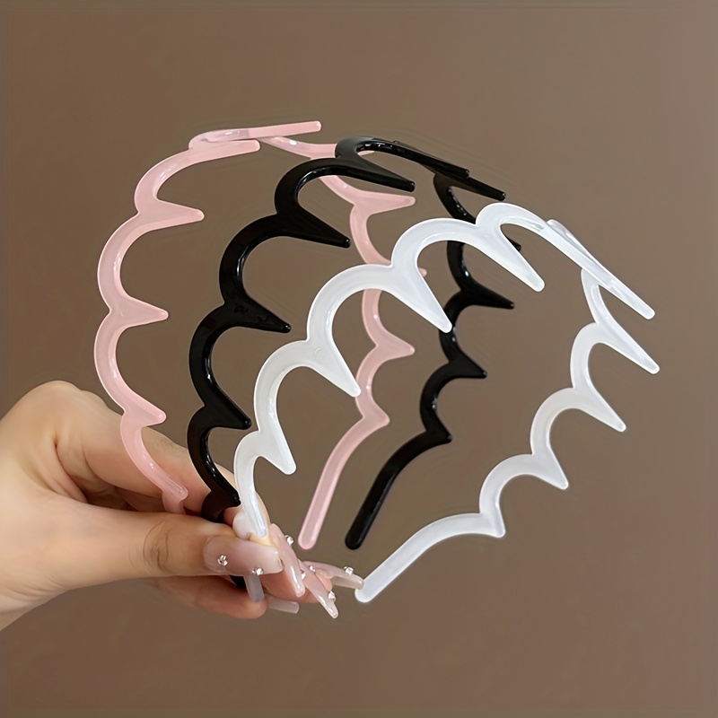 E-shop 3er-Pack Zahnförmige Haarkreis Easy Durable Anti-Rutsch Haarband Schwarz Temperament Vielseitiger Haarkreis Geeignet für Gesichtswaschen