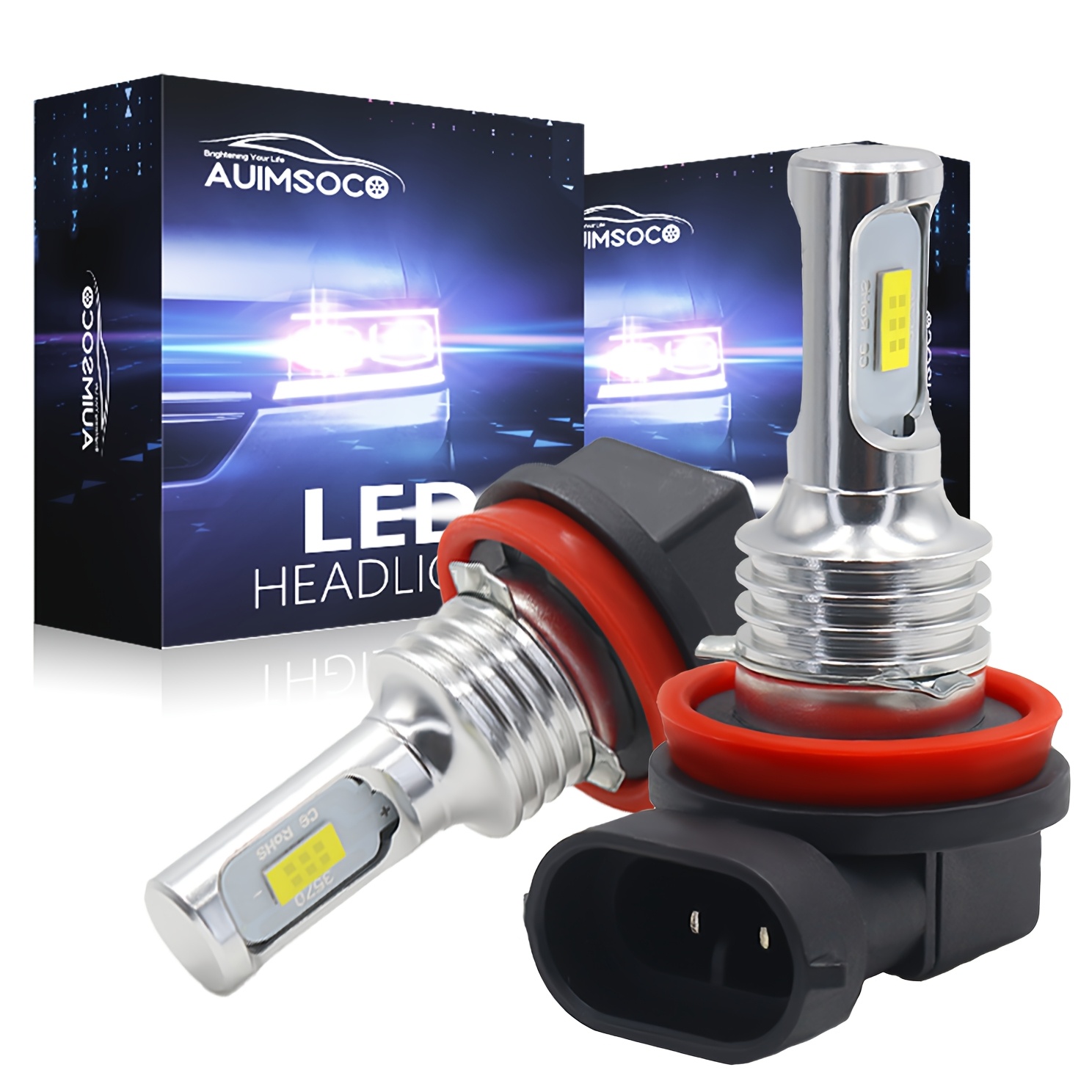 

H11 H8 Led Bulbs Super 6000k Led Headlight Fog Light Driving Bulb High Beam, Low Beam Car Accessories , Pack Of 2, Without Battery