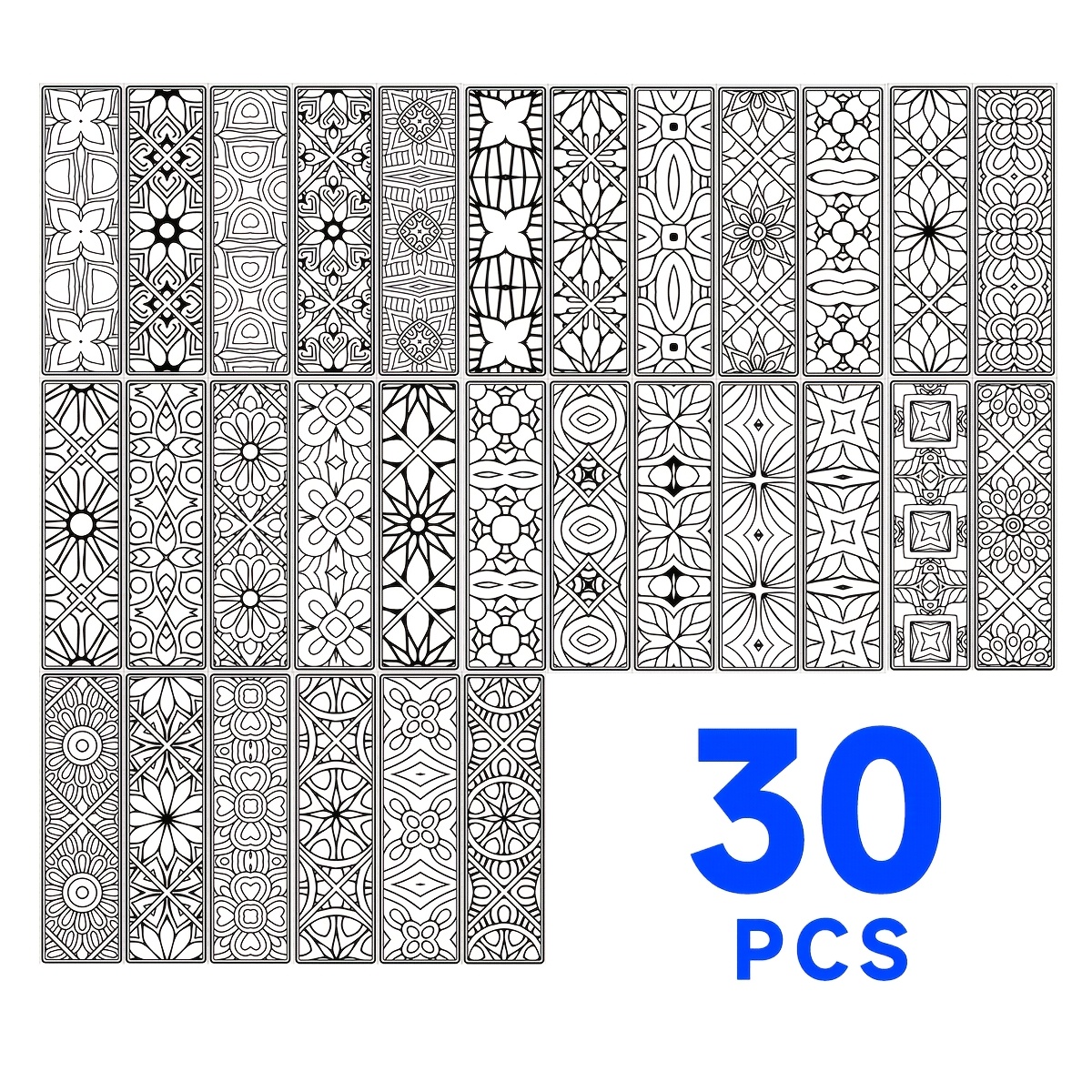 TEMU 30 Marque-pages Style Motif Géométrique, Marque-pages , Papier Épaissi 4*14cm, 30 Modèles Différents, Dos Vierge pour Écrire Votre , Ajoute une