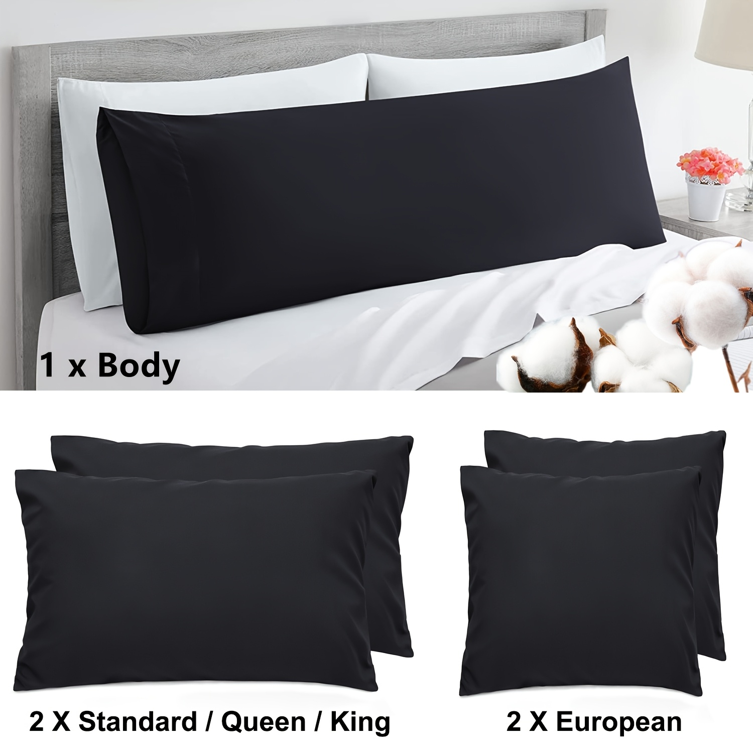 TEMU 1/2pcs 1000tc Luxury Soft Pillowcases - Durable, No Pilling, No Fade, Breathable Pillow Cover - Standard(2pcs), Queen(2pcs), King(2pcs),