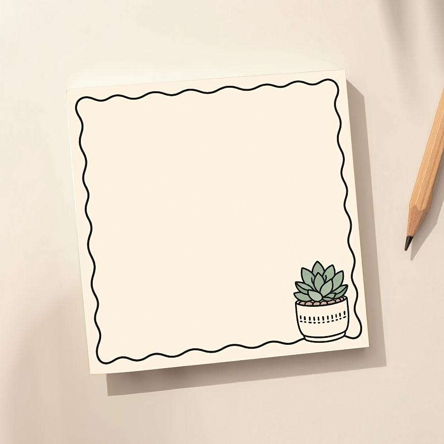 TEMU Bloc-notes minimaliste à motif de plante , joli design avec bordure ondulée, papier d'écriture vierge pour , , et la planification quotidienne