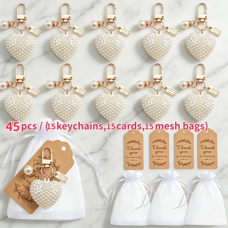 TEMU Set da 45 pezzi/15 set di portachiavi grandi a forma di cuore - Bomboniere per invitati a matrimoni, regali per - Portachiavi in metallo, adatti