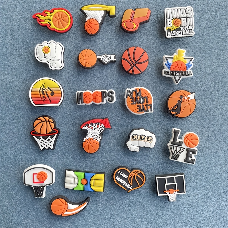 

10pcs/11pcs Cartoon Sports Shoe Charms, Basketball Shoe Accessories, Diy Removable Pvc Soft Rubber Decorations, Mixed Colors, Shoe Accessories