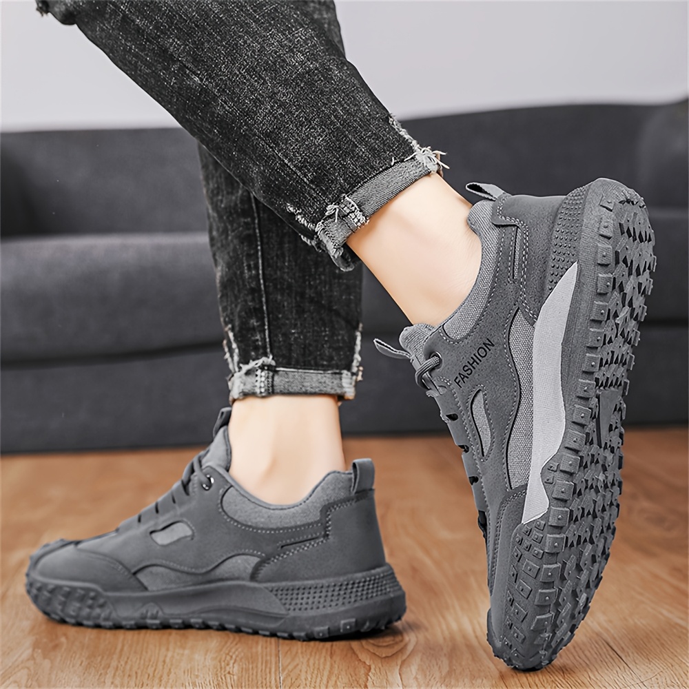 Men's New Fashion Trend Sneakers with Upper, Lace-Up Design, Durable Sole, Comfortable and Wear-Resistant, Suitable for Outdoor Hiking, Work, Sports, and Casual Wear