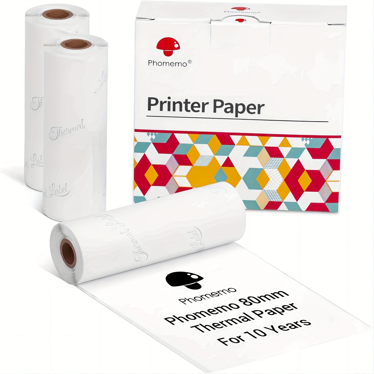 Phomemo 80mm Thermal Printer Paper, 3 Rolls Of Self-adhesive Sticker Paper Or Non-sticky Thermal Paper, Compatible With Phomemo M03/m03as/m04s/m04as Portable Thermal Printer, 3 Rolls Per Box