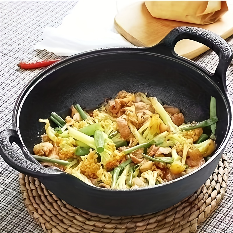 TEMU Cast Iron Pot, Thickened Ears, Saucepan , Small Household Wok, Deep Fryer, Saucepan (single Pot, Without Lid)