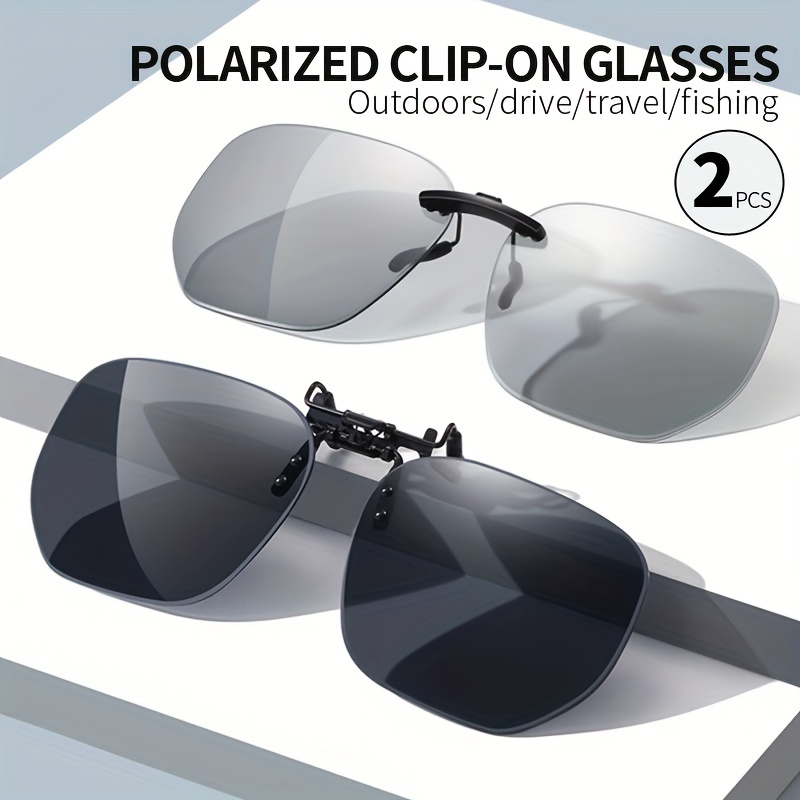 

Polarized Clip-on Glasses 2 Pack - Tac Lenses & , Rimless, Lightweight For Outdoor Activities, Fits Most Glasses - Uv Protection For Driving, Climbing, Hiking & Wear With Accessories Included