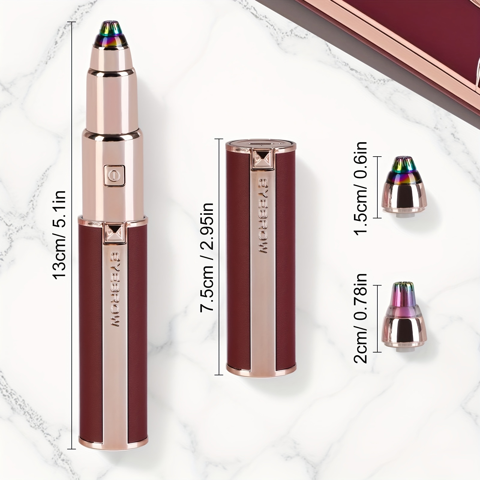 a 2 in 1 electric eyebrow and nose hair trimmer rechargeable via usb multifunctional hair removal tool professional automatic eyebrow pencil lipstick   holiday gift for women back to school present Product details 4