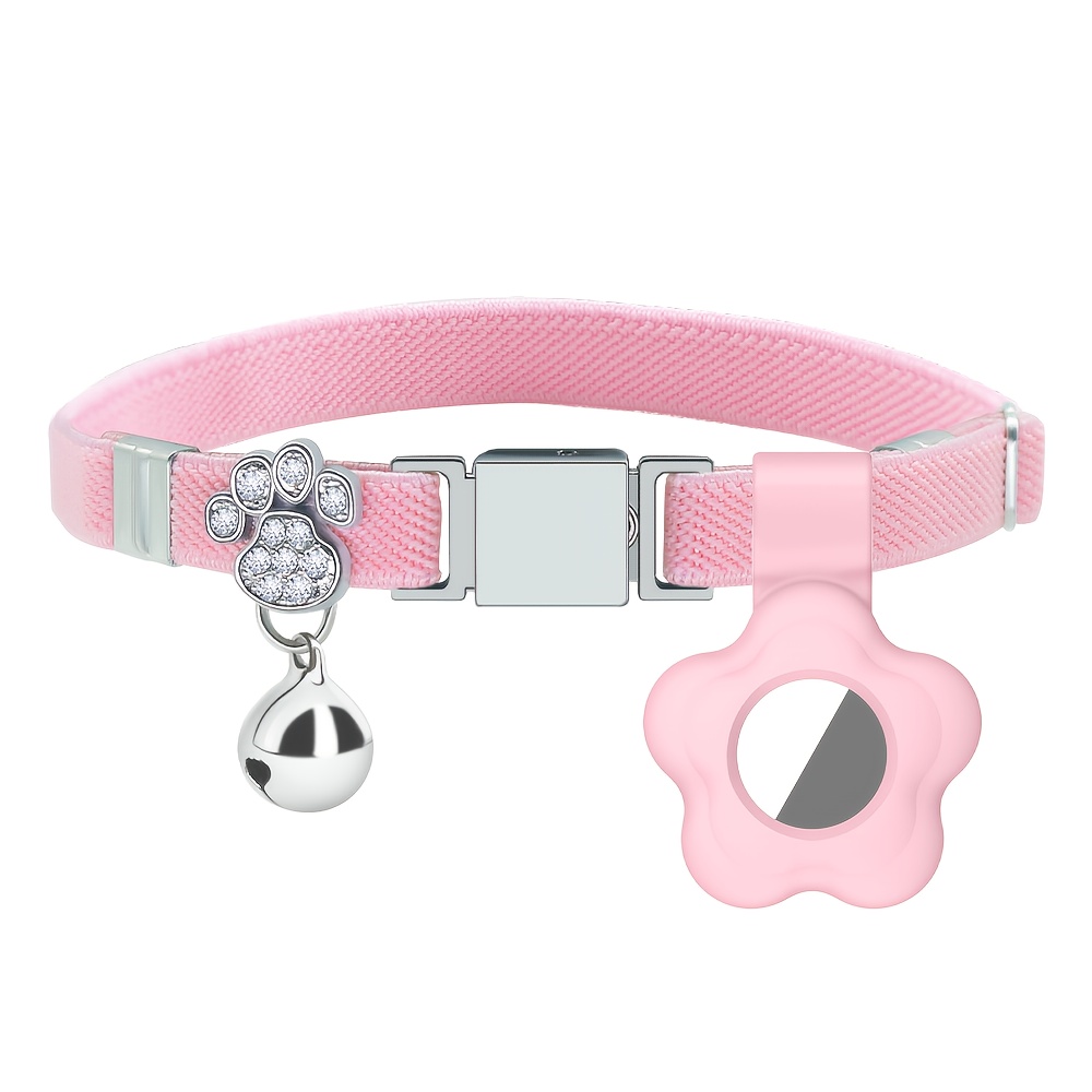 Customizable Elastic Cat Collars With Bells, Featuring A Soft Cover For Air Tags, Designed For Male And Female Kittens, Without Battery