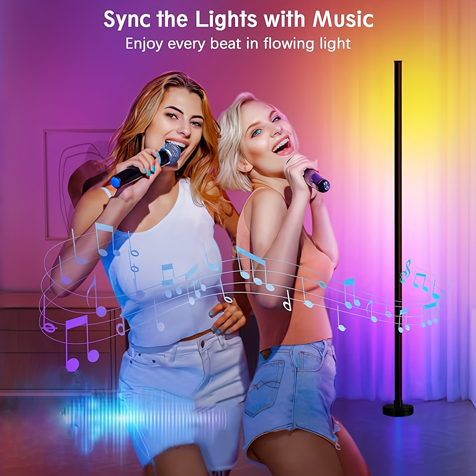 1pc 2pcs led smart floor lamp rgb dimmable pastel light with music function and timer usb lamp can be connected with remote control suitable for bedroom living room game room decorative atmosphere lighting can increase quality of life eid al adha mubarak details 2