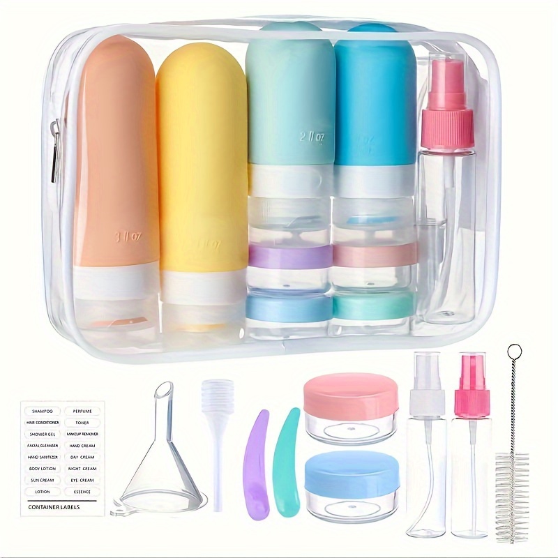 

16pc Travel Bottles Set - Tsa Approved Leak Proof Silicone Squeezable Containers For Toiletries, Conditioner, Shampoo, Lotion & Body Wash Accessories (16 Pcs/white Pack)