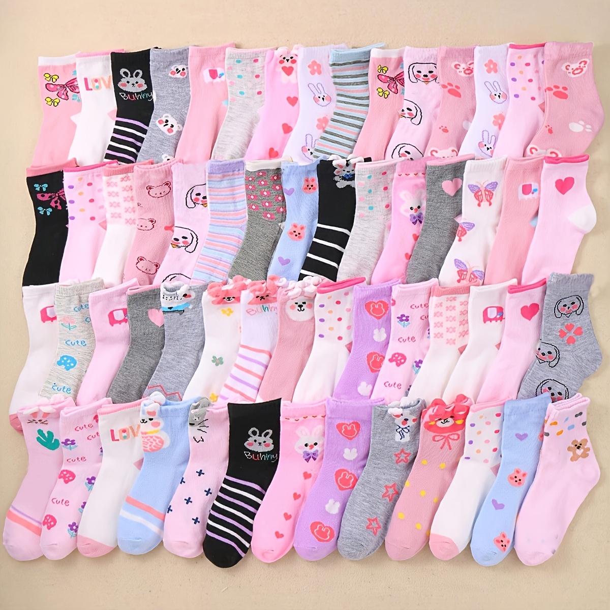 10 pairs of random solid color small ear spring and autumn daily casual cute   tube socks