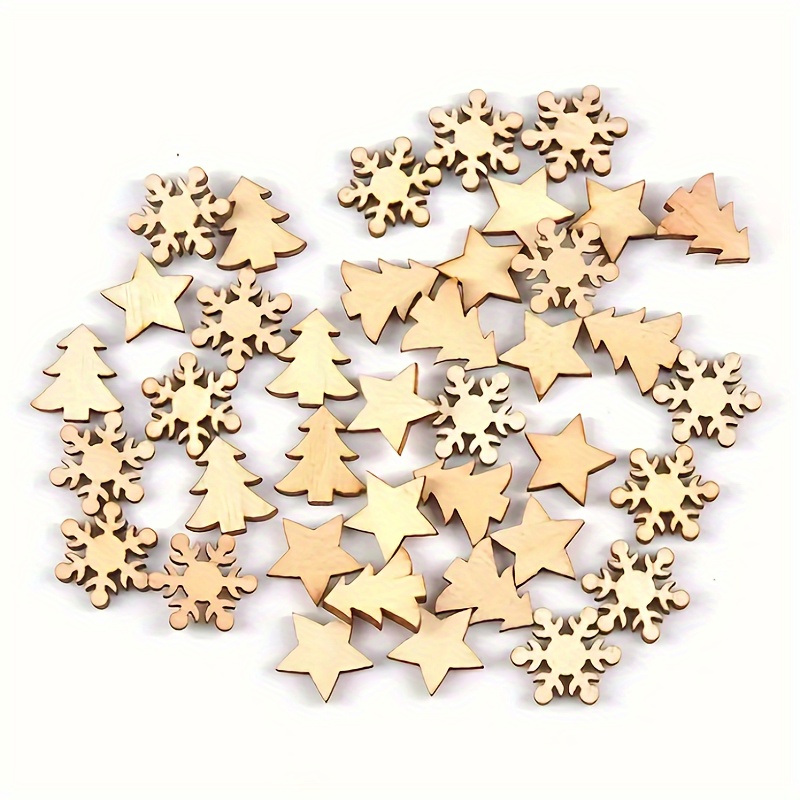 

[ ] 100pcs Wooden Christmas Ornaments Set - , & Cutouts For Diy And Decorations