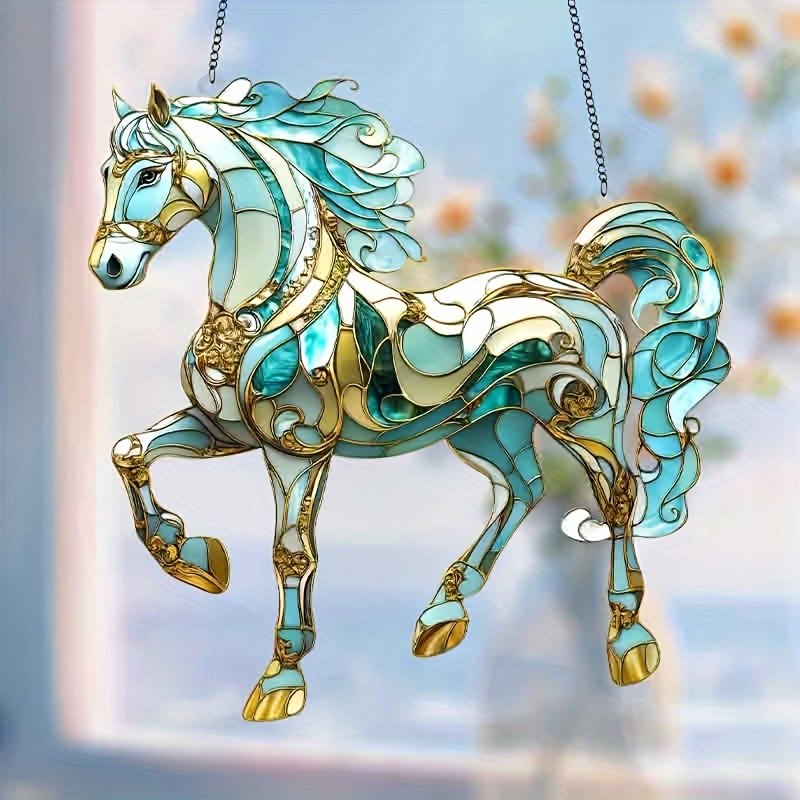 

2d Flat Fashion Style Dyed Horse Sun -8-inch Acrylic Animal Themed Wall Decoration, Suitable For Home, Room, , Unique Gift, Equestrian Enthusiasts, , Housewarming, Holiday Decoration