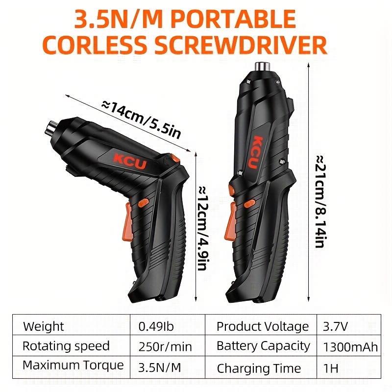 47件套，3.7v 90°旋转电动螺丝刀，无线迷你钻头，usb充电，多功能批头，前置led灯，适用于家居维修、电脑及家具安装 商品详情 2