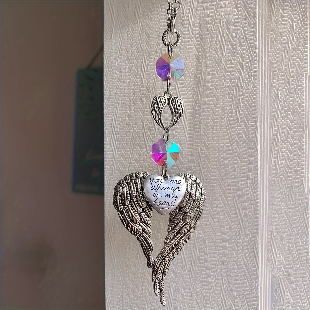 Image of 1pc Catcher, Heart-shaped Pendant "you're Heart", Special Sun Catcher Gift For , Christmas Decoration, Christmas Tree Hanging Ornament, Car Interior Pendant, Gift For Her