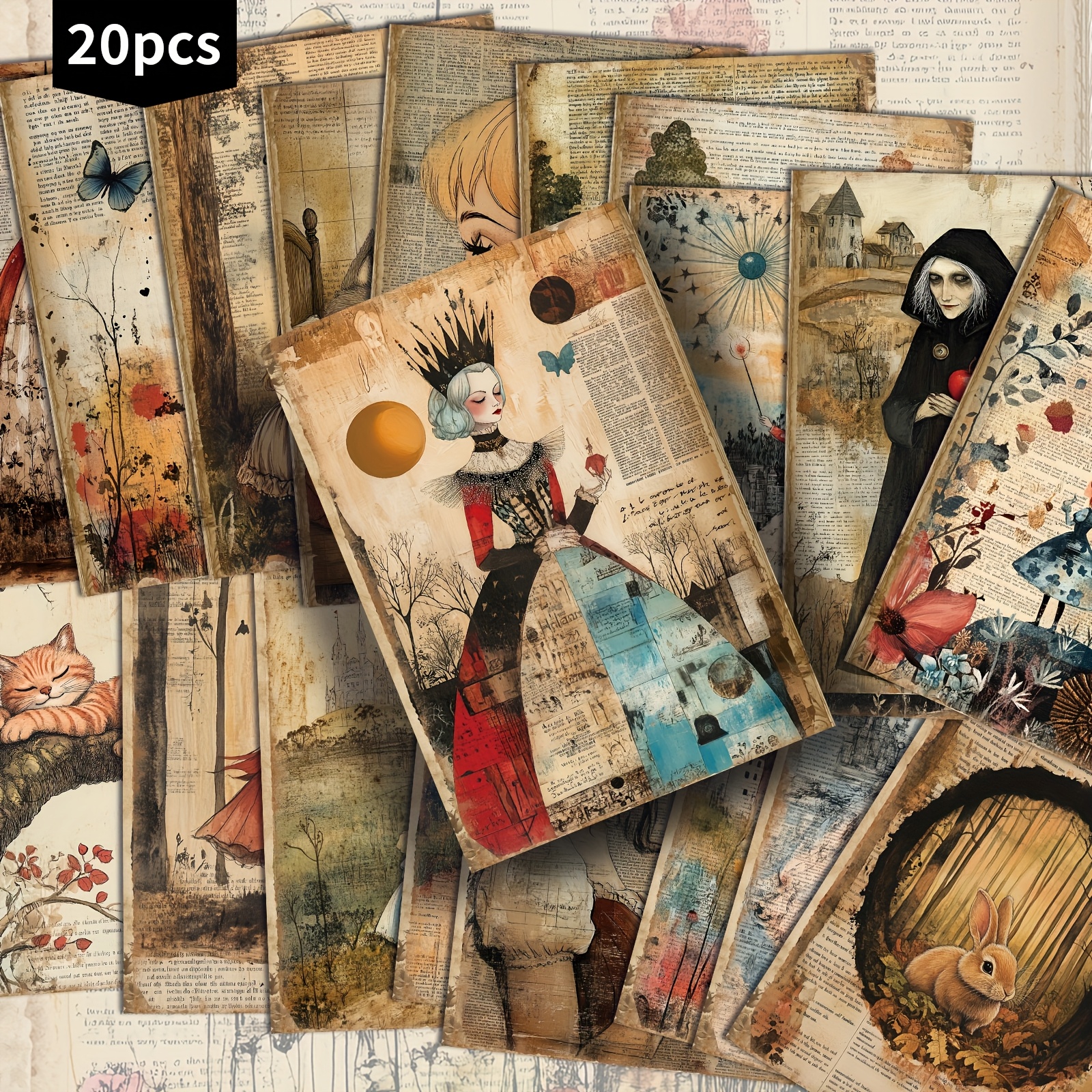 Image of Set Of 20 Vintage Fairy Tale Postcards Measuring 4x6 Inches, Featuring Mermaids For Junk Journals, Classic Pinup Art, And Collectible Decorative Cards Suitable For Scrapbooking And Crafting