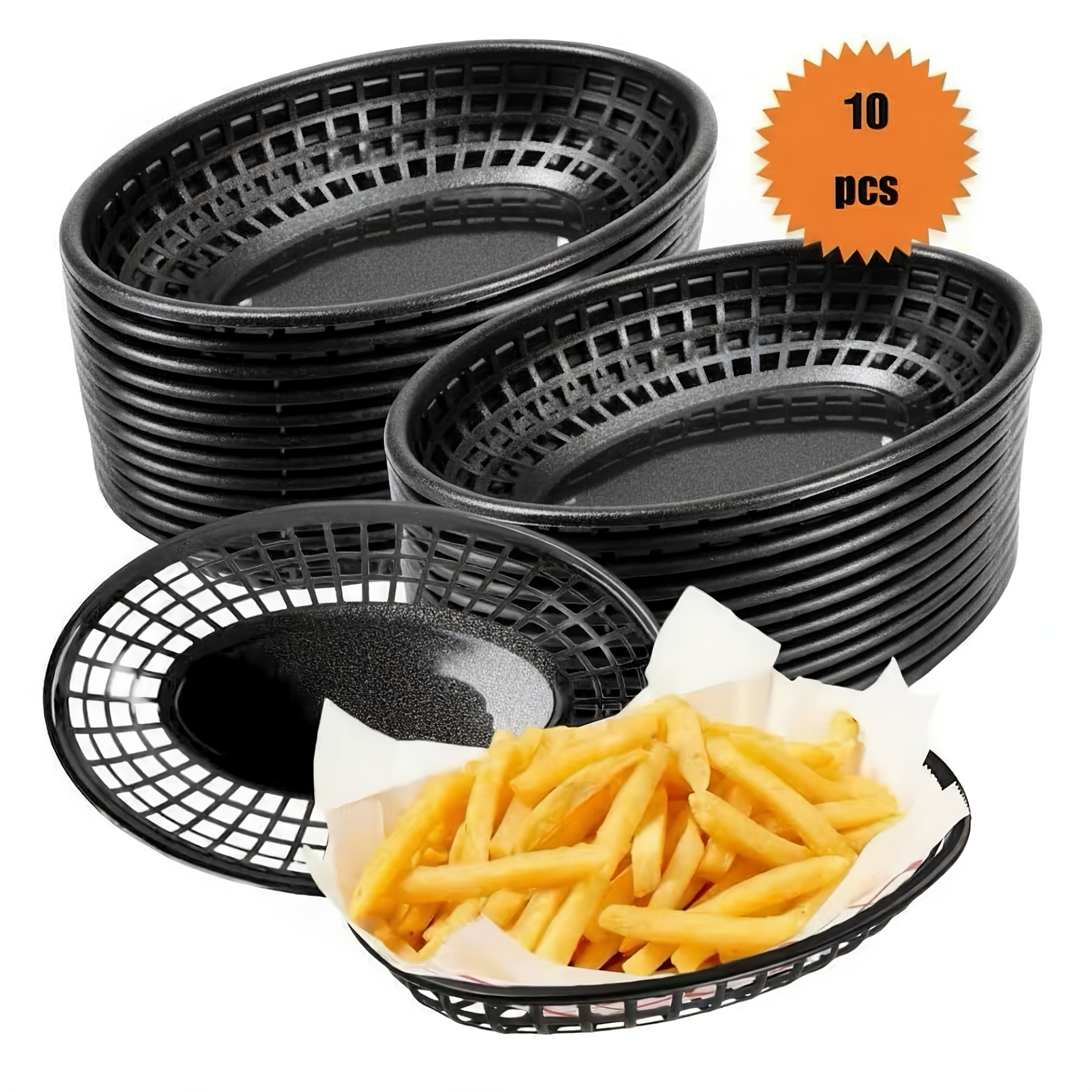 TEMU 10pcs Baskets Black, Modern Kitchen Storage Baskets, Picnic Baskets, Hamburger Baskets, Sandwich Baskets, And French Fry Baskets