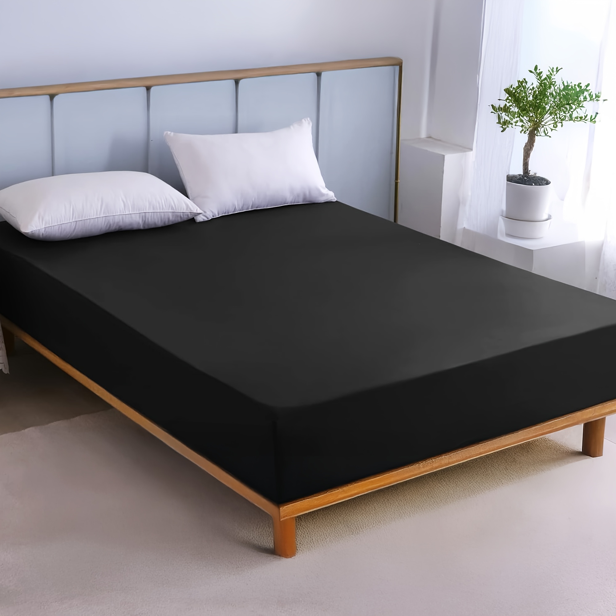 TEMU 1pc Premium Waterproof Mattress Protector - 14-inch Deep Pocket, Stain-resistant, Skin-safe, Non-slip Bed Sheet Protectors, Machine Washable For Home & Hotel Use