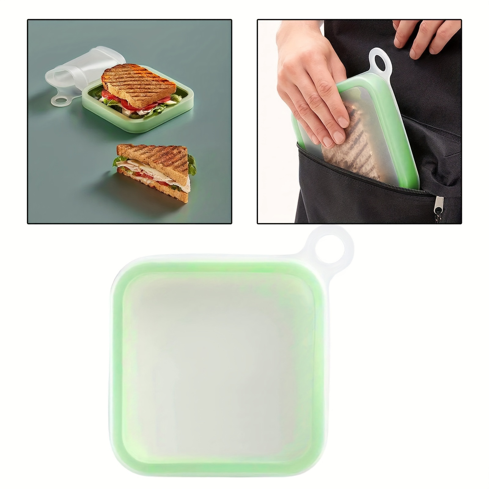 Sandwich Toast Snack Box 2 Pcs Set Office Worker Lunch Box Reusable  Silicone Snack Container For Parent-child School Work Or Travel