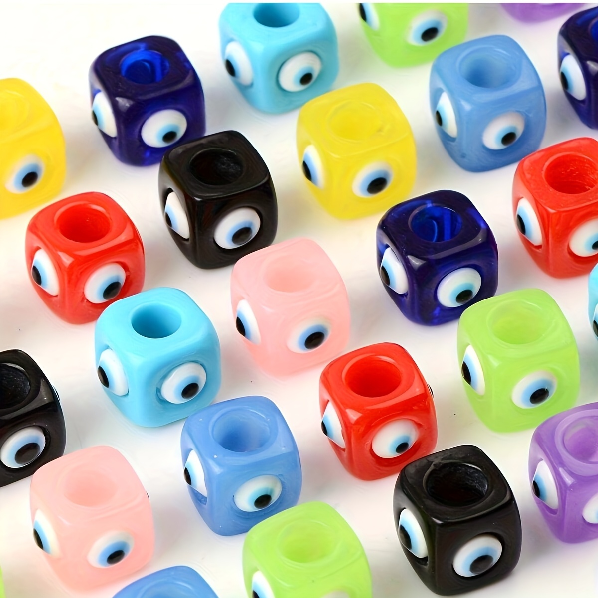 TEMU 20pcs Of 12mm Assorted Evil Eye Resin Beads For Crafting Jewelry, Including Spacer Charms For Keychains And Phone Chains