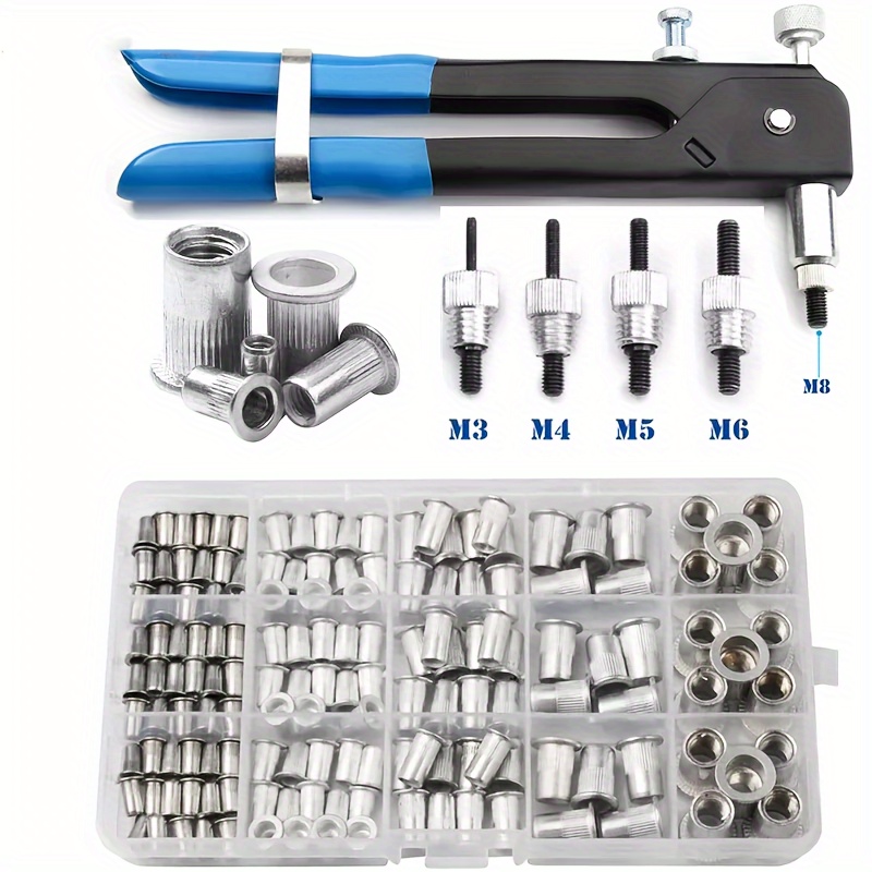 

165pcs Aluminum Rivet Nut Kit - M3 To M12 , - Inserts For , Automotive &