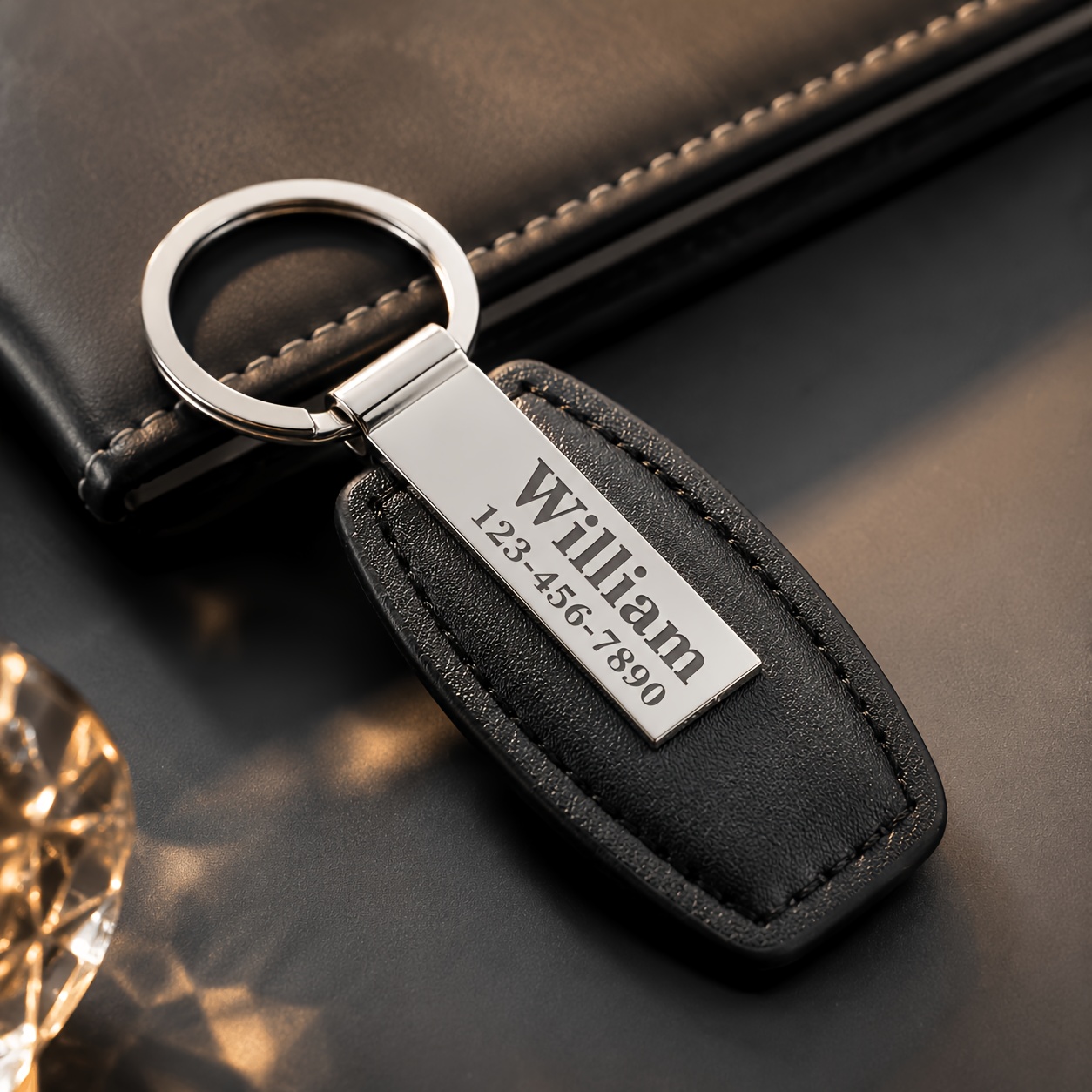 TEMU Personalized Custom Laser Engraved Keychain, Vintage Anti-loss Id Card Holder, Engrave Name And Phone Number, Christmas Thanksgiving Anniversary