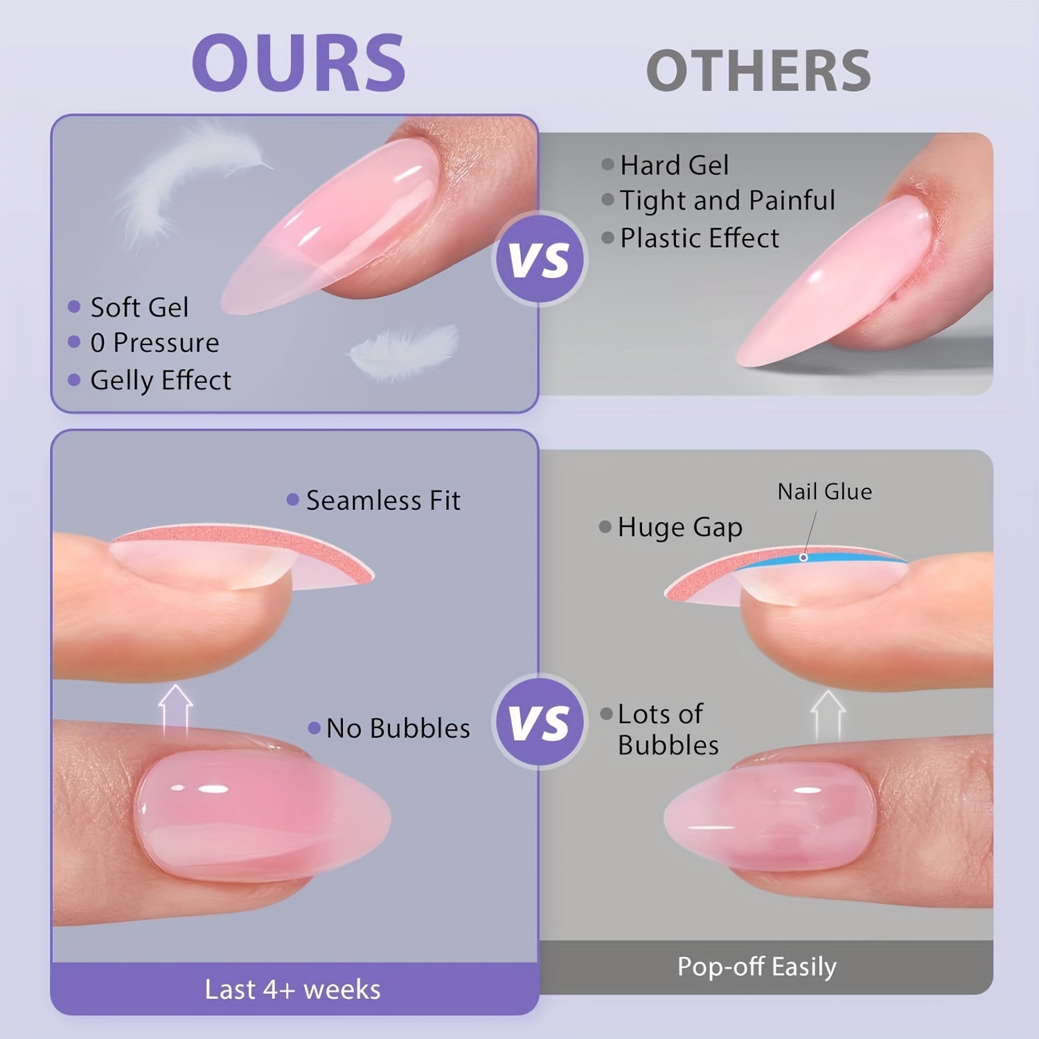 Hebterrka Press On Nails 24 Stück – Mandelform, Perlenweiß, Französische 3D-Glanzspitzen