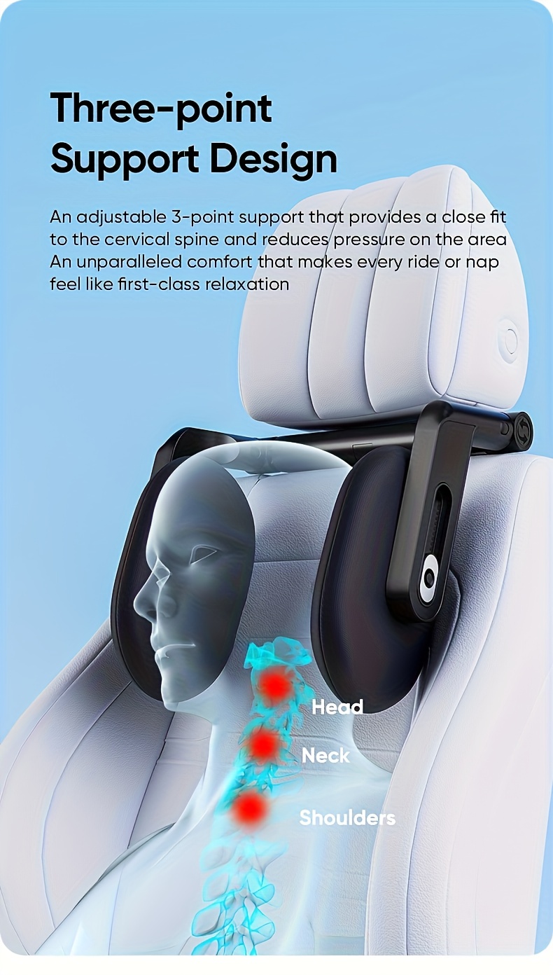 1 U-Shaped 45D Car Neck Pillow - Ergonomic Design with Three-Point Support, 360° Adjustable Breathable PU Cover, Ideal for Side Sleepers and Daily Commuting, Travel Pillow/neck Pillow, Travel Pillow/neck Pillow Airplane, Neck Cushion, Airplane Travel Accessory, Neck Travel Accessory, Neck Support Pillow