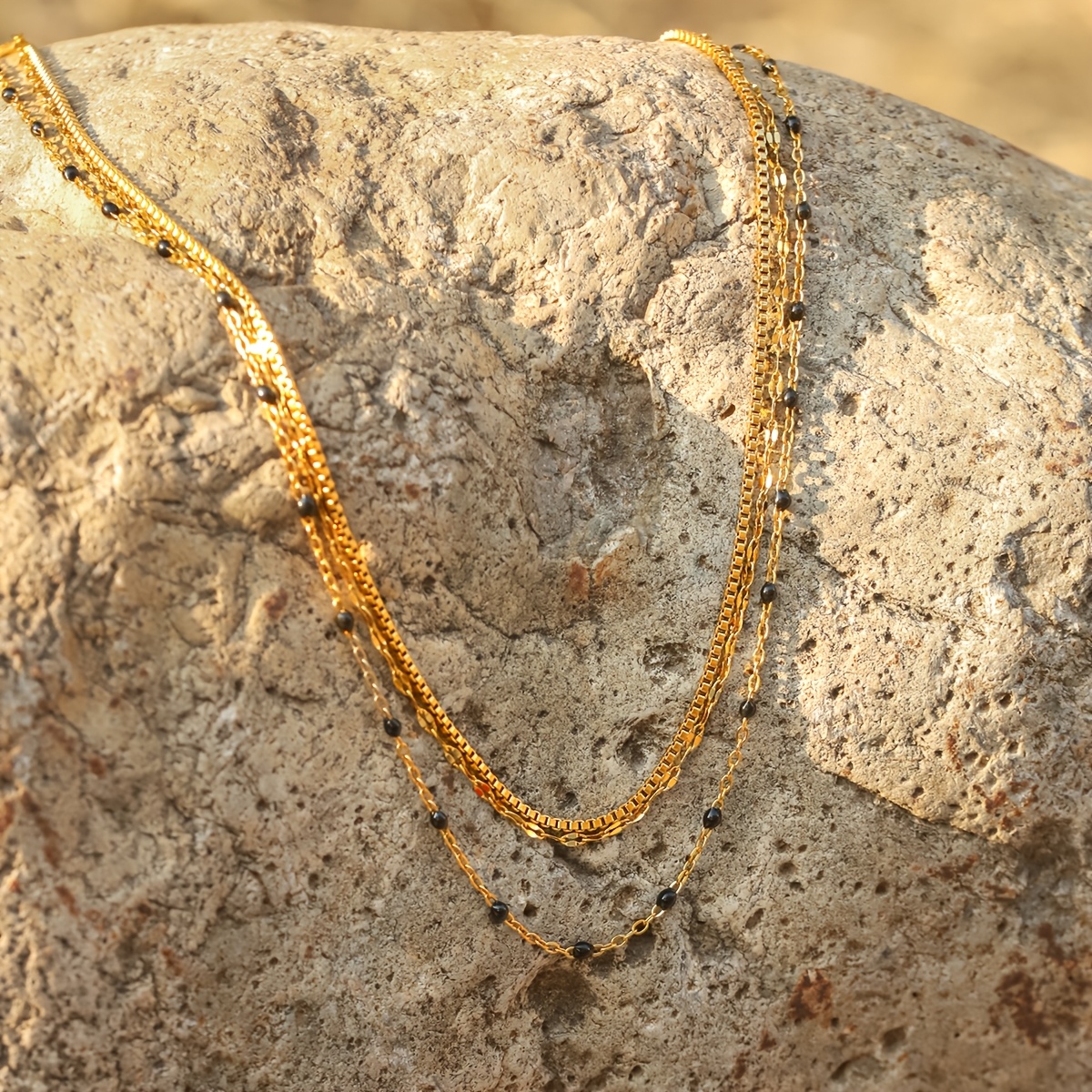 Women's 18K Plated Stainless Steel Layered Chain Necklace