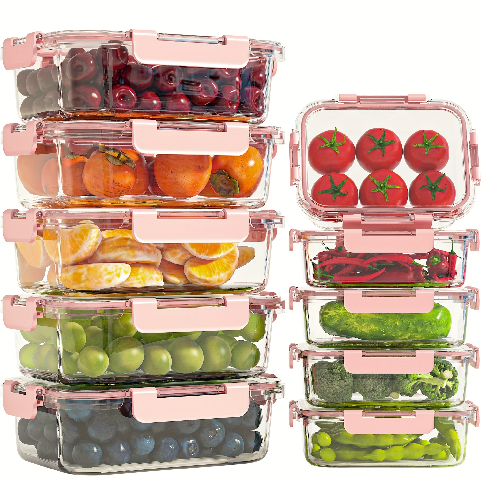 large capacity food grade glass preservation box set 8 10pcs reusable food storage box with lid suitable for microwave refrigerator heating freezing storage pre meal preparation storage container tupperware Product details 0