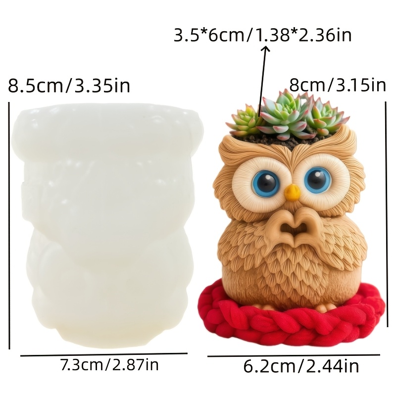 E-shop Harz-Silikonform niedliche Eulen-Vase, Harz-Silikonform niedlicher lächelnder Eulen-förmiger Stiftehalter-Aufbewahrungsbox,