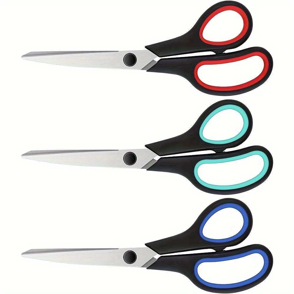 

Ibayam 8" Heavy Duty Multi-purpose Scissors (pack Of 3) - Ambidextrous Comfort Grip Handles, Super Sharp 2.5mm Thick Blades, Ideal For Office, Home, School, Sewing, Fabric, Crafts - Red, Black